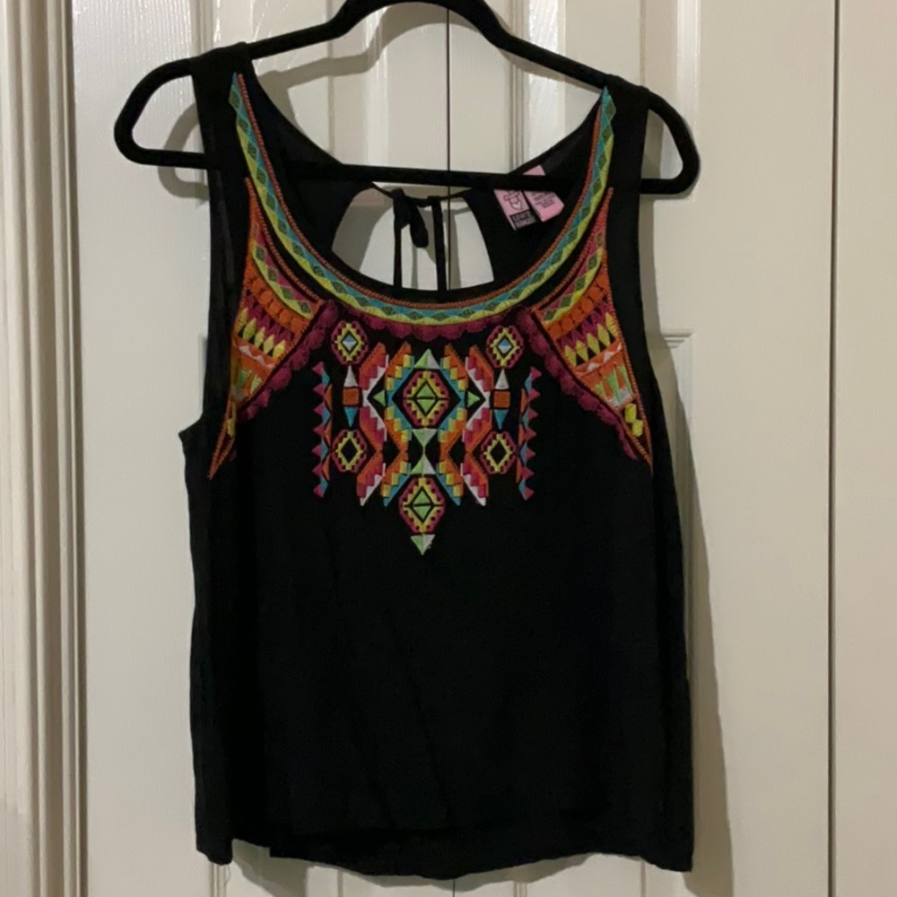Love on a Hanger Black Top with Embroidered Detail